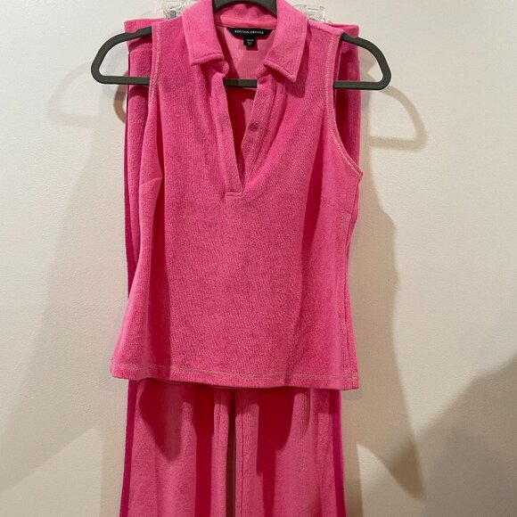 Boston Proper THREE PIECE Track Suit Pink Terry Cloth BARBIE XS Striped Stunning - Picture 9 of 16